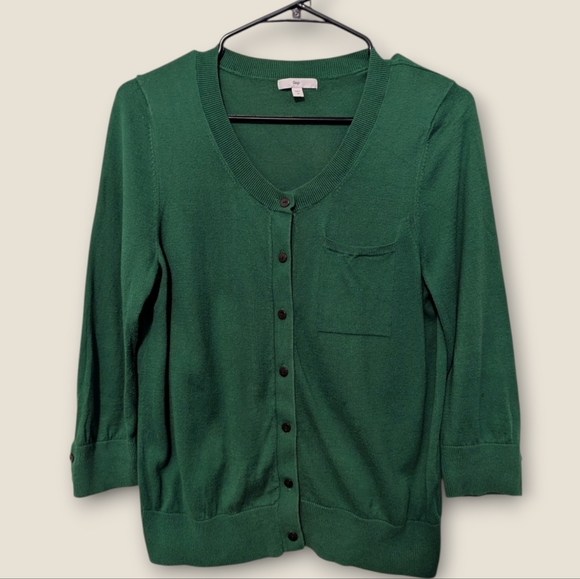 Gap Women's 100% Cotton Green Button Up Cardigan Size Medium - Picture 1 of 5